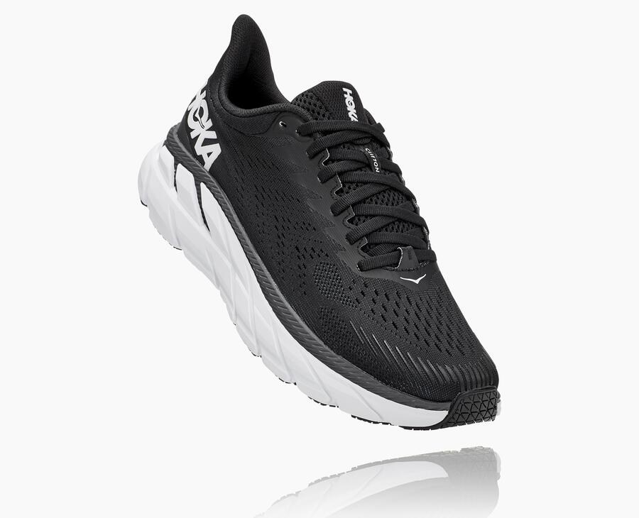 Hoka One One Koşu Ayakkabısı Kadın Siyah/Beyaz - Clifton 7 - UR9108674